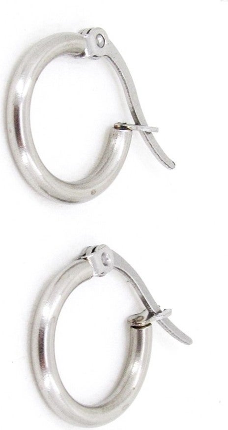 Takı Dükkanı Jewelry Shop 11MM Women's Hoop Steel Earrings Pair Italian Lock MSE22  - Image 1