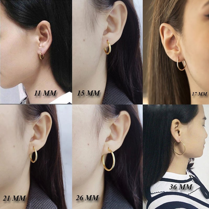 Takı Dükkanı Jewelry Shop 11MM Women's Hoop Steel Earrings Pair Italian Lock MSE22  - Image 3