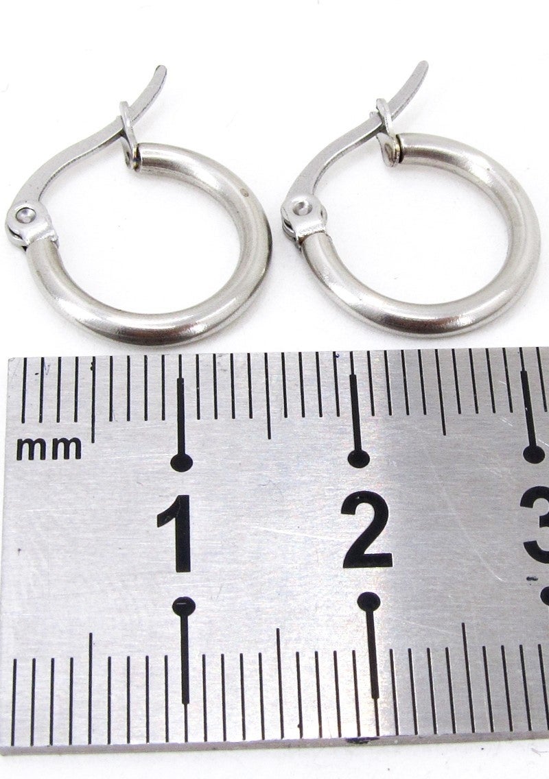Takı Dükkanı Jewelry Shop 11MM Women's Hoop Steel Earrings Pair Italian Lock MSE22  - Image 4