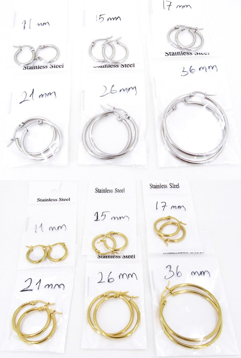 Takı Dükkanı Jewelry Shop 11MM Women's Hoop Steel Earrings Pair Italian Lock MSE22  - Image 2