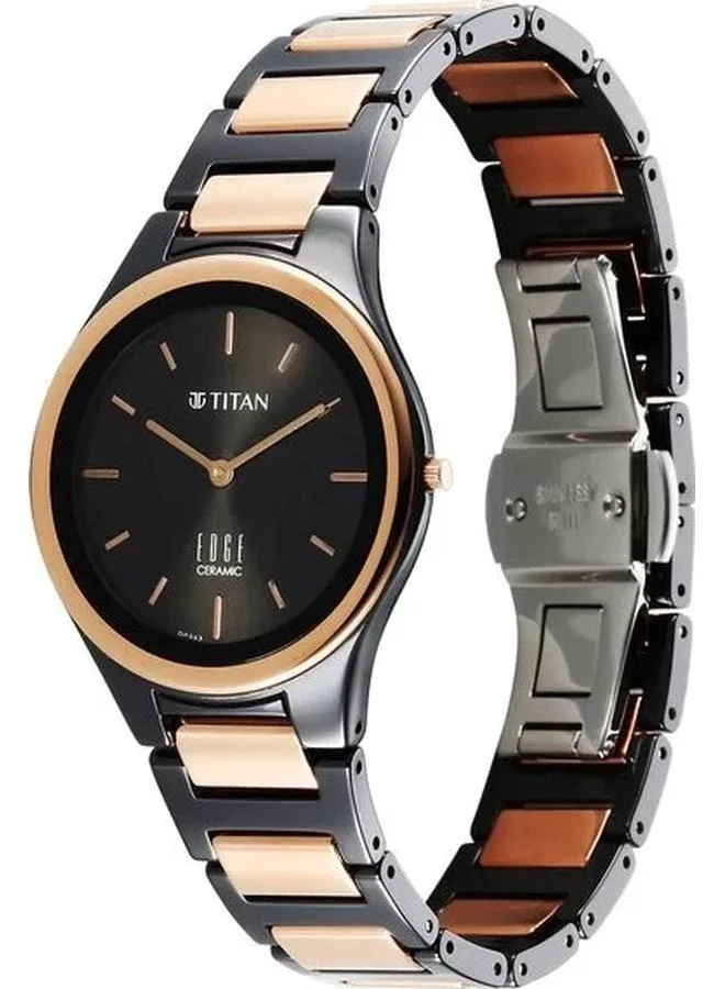 TITAN Women's Analog Display Watch With Two Toned Ceramic Strap - 2653KC05