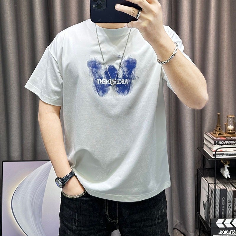 European New Short Sleeve Simple This Year Popular Explosions Men'S Fashion Printed T-Shirt Personality Design Pure Cotton - Image 1