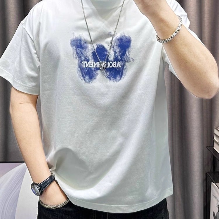 European New Short Sleeve Simple This Year Popular Explosions Men'S Fashion Printed T-Shirt Personality Design Pure Cotton - Image 3