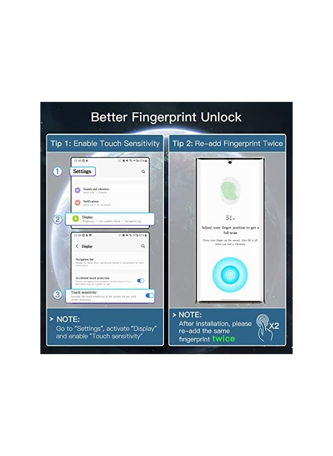 Jetech - Privacy Screen Protector for Samsung Galaxy S23 Ultra 5G 6.8-Inch with Camera Lens Protector, Anti-Spy Flexible TPU Film, Fingerprint Unlock Compatible, 2-Pack Each - Image 1