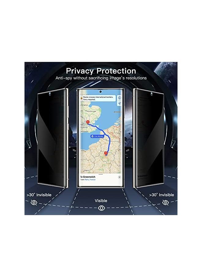 Jetech - Privacy Screen Protector for Samsung Galaxy S23 Ultra 5G 6.8-Inch with Camera Lens Protector, Anti-Spy Flexible TPU Film, Fingerprint Unlock Compatible, 2-Pack Each - Image 1