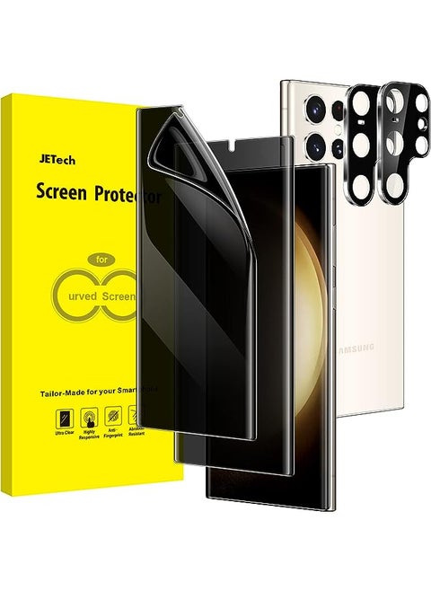 Privacy Screen Protector for Samsung Galaxy S23 Ultra 5G 6.8-Inch with Camera Lens Protector, Anti-Spy Flexible TPU Film, Fingerprint Unlock Compatible, 2-Pack Each