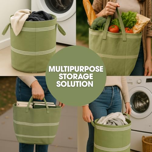 Värde Laundry Bag with Handle Pack of 1 | Foldable Clothes Laundry Bag | Also Works as Carry Bag | Lightweight & Durable | Perfect for College, Travel, and Daily Use | Handloom Sea Green - Image 2