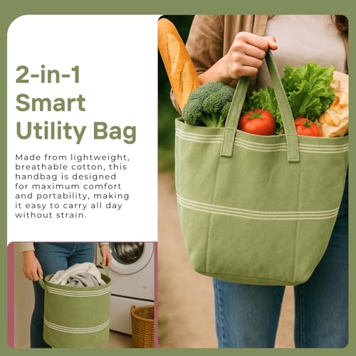 Värde Laundry Bag with Handle Pack of 1 | Foldable Clothes Laundry Bag | Also Works as Carry Bag | Lightweight & Durable | Perfect for College, Travel, and Daily Use | Handloom Sea Green - Image 3