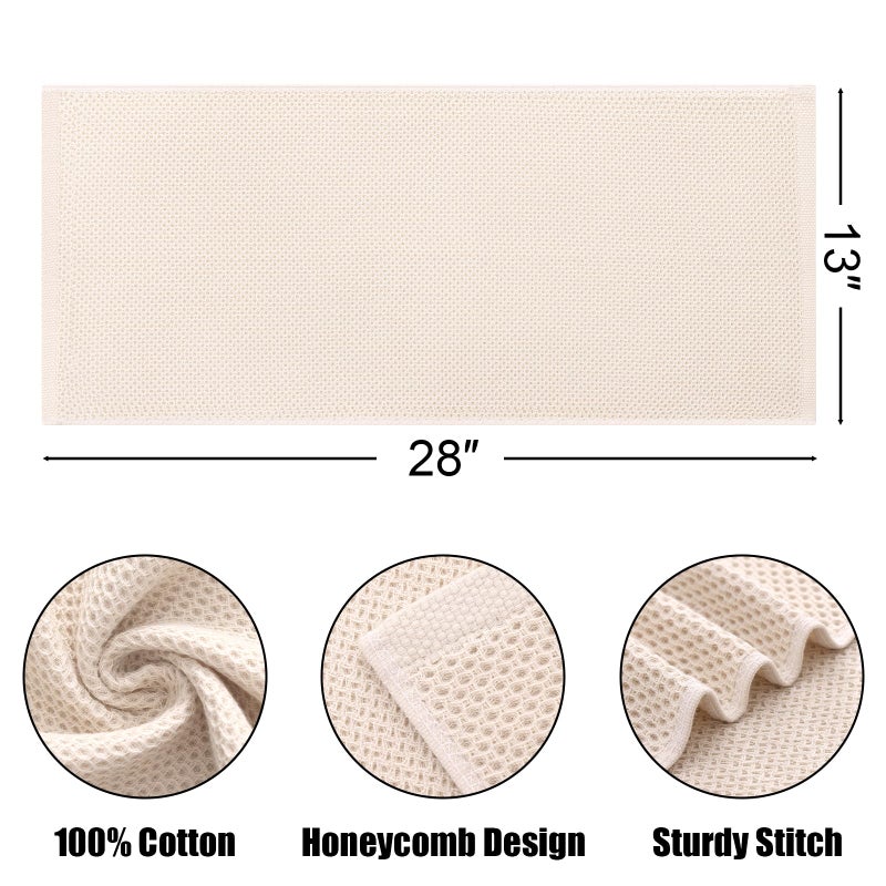 Kitinjoy 100% Cotton Waffle Weave Kitchen Towels  8-Pack Super Soft and Absorbent Kitchen Dish Towels for Drying Dishes  Kitchen Hand Towels  13 in x 28 in  Beige - Image 2