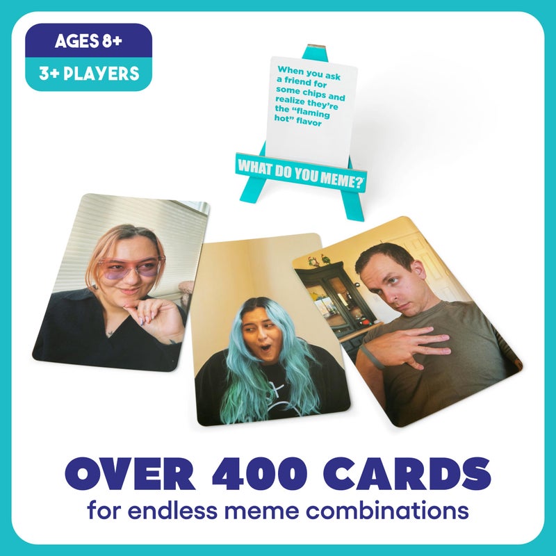 WHAT DO YOU MEME? Family Edition by Relatable, Now with Refreshed Content - Kids Games 8+, Family Games for Kids and Adults, The TikTok Viral Sensation, Includes 300 Caption Cards, 108 Photo Cards - Image 3