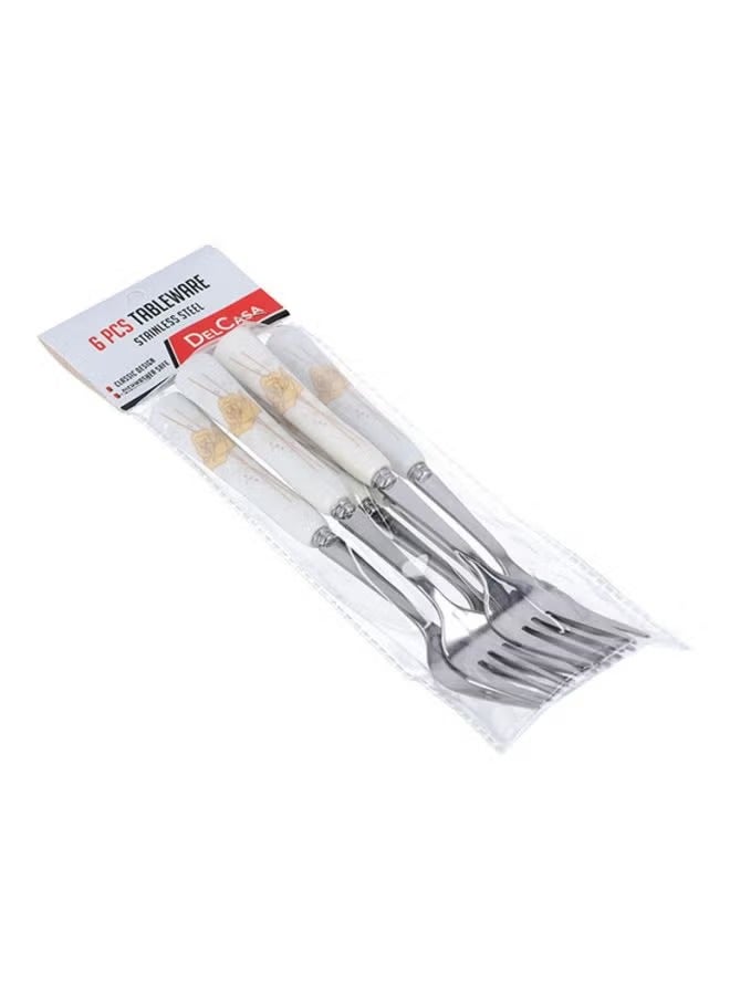 DELCASA 6-Piece Dinner Fork Set White/Yellow  - Image 2