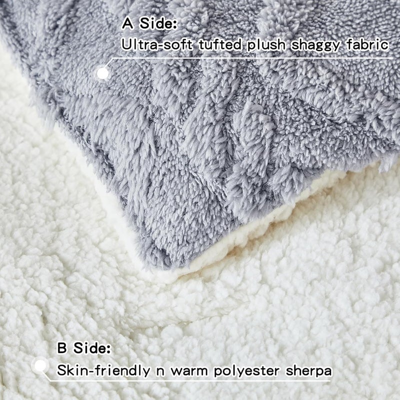 Joyreap 3-Piece Fluffy Faux Fur Sherpa Comforter Set Light Gray, Twin Size Luxury Tufted Bedding Comforter Set, All Season Soft n Cozy Plush Comforter Bed Set- 68x86 inches - Image 5