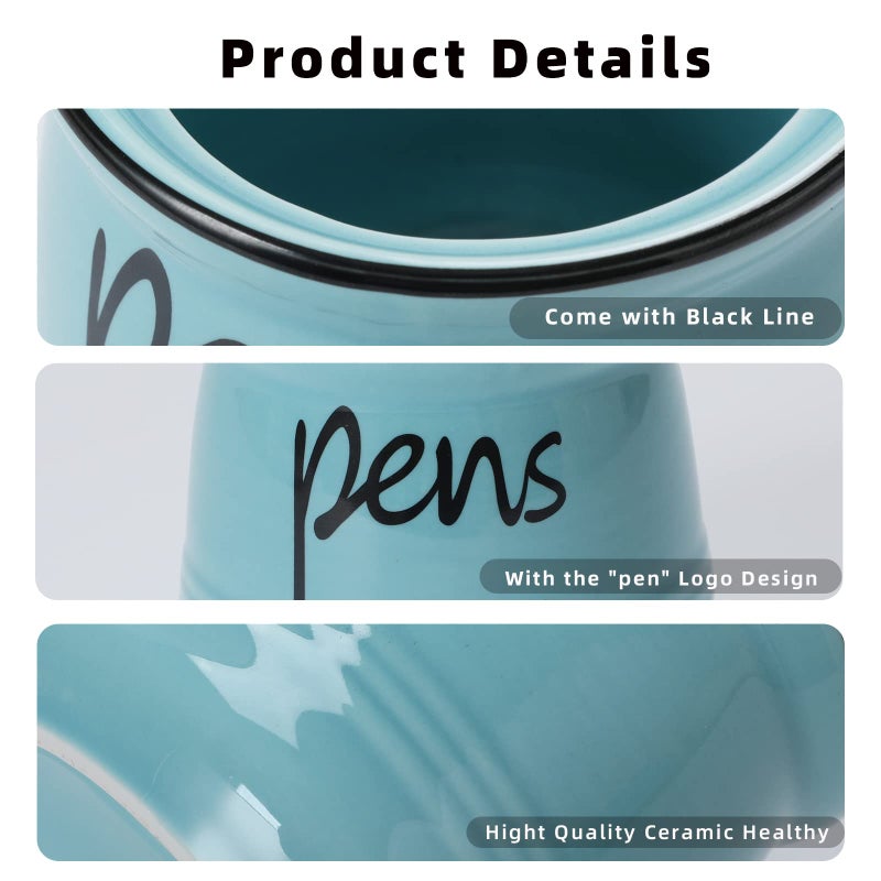 ONTUBE Porcelain Pens Holder Stand,Ceramic Pencils Holder (Turquoise) - Image 2
