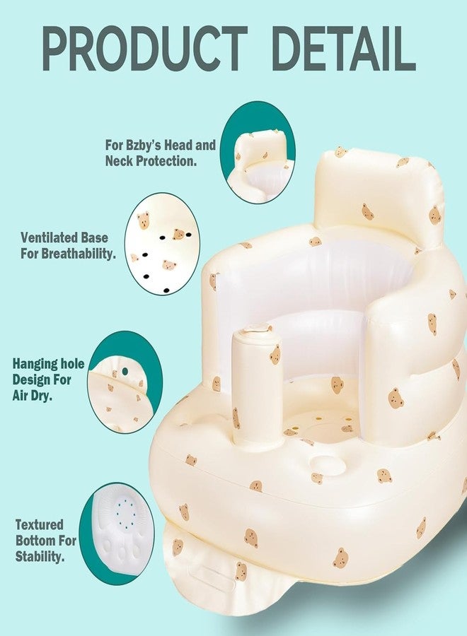 Kiesh Baby Inflatable Sofa Seat with Bear Print | Soft & Safe Sitting Trainer | Non-Slip Base with Air Pump | Lightweight Travel Chair for Babies 3-36 Months - Image 5