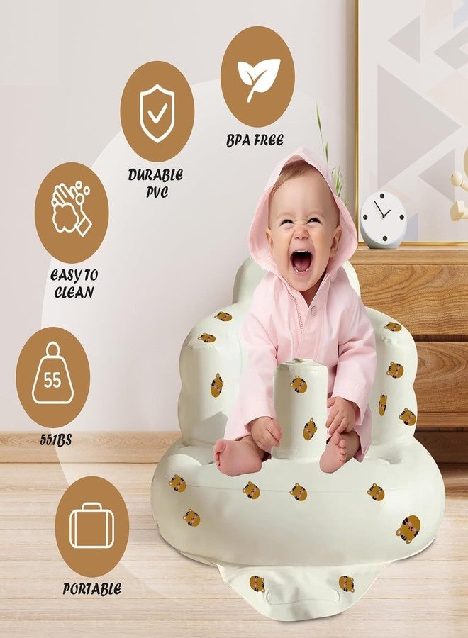 Kiesh Baby Inflatable Sofa Seat with Bear Print | Soft & Safe Sitting Trainer | Non-Slip Base with Air Pump | Lightweight Travel Chair for Babies 3-36 Months - Image 3