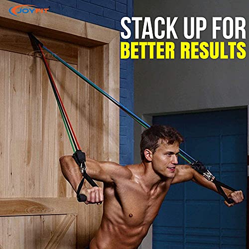 Joyfit Resistance Tube - Stackable Toning Tube Bands, Foam Handles,Door Anchor & Workout Chart Resistance Band for Home & Gym Workout, Strength Training and Workout for Men and Women.[1pc] - Image 4