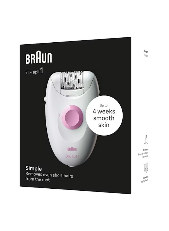 Braun Silk-épil 1 Epilator for Women, White - SE1-000 - Image 1