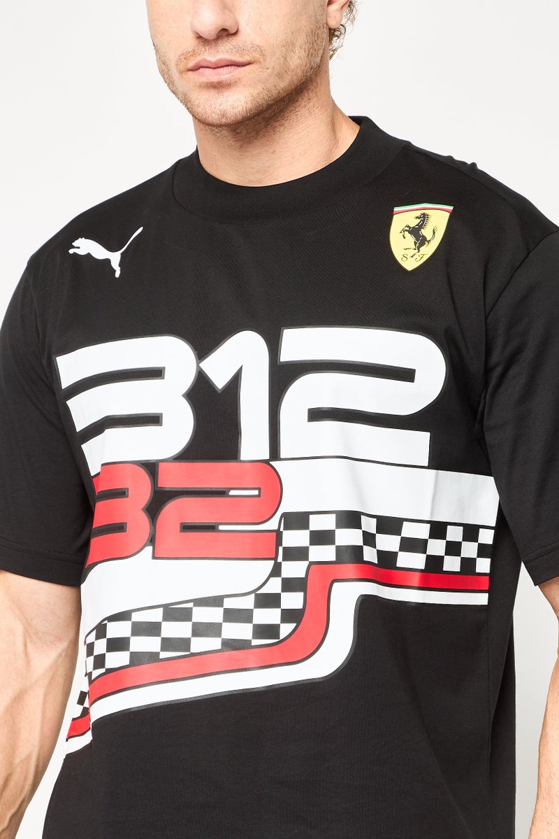 PUMA Scuderia Ferrari Men Sportswear Fit Graphic Print Outdoor T-Shirt, Black - Image 3