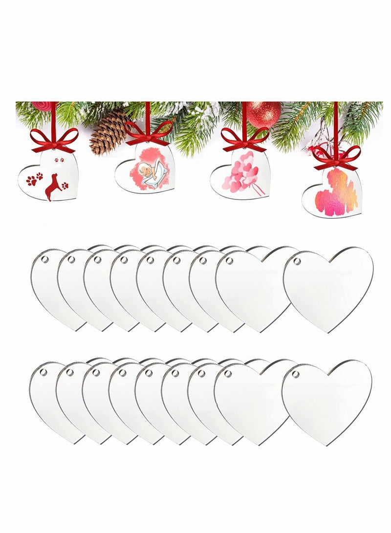 Excefore Acrylic Heart Keychain Blanks, 60 Pcs Acrylic Hearts Discs with Hole  for DIY Keychain Vinyl Projects Gift Tags Ornaments, Engraving and Craft Project - Image 1