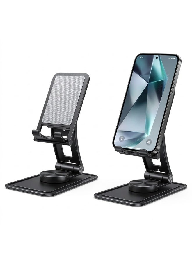 لوكاداه حامل هاتف مكتبي قابل للطي، حامل هاتف مكتبي قابل للتعديل بالكامل - حامل هاتف قابل لتعديل الارتفاع، حامل iPhone قابل للطي من الألومنيوم للمكتب | متوافق مع أجهزة iPhone وiPad وAndroid - Image 2