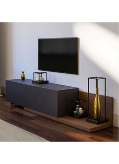 هومزمارت طاولة تلفاز ام دي اف بني ورمادي غامق - 180×40×50 سم  - Image 1