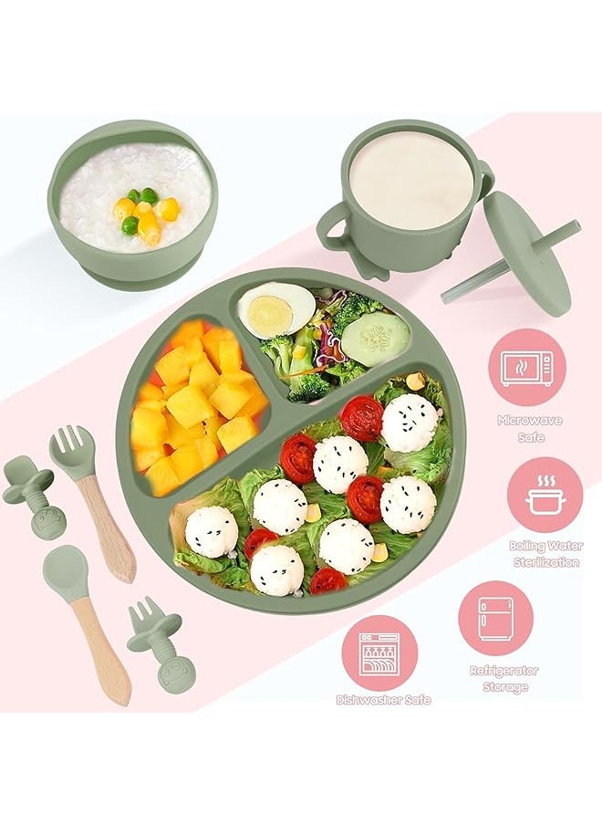 U-HOOME - Silicone Baby Feeding Set Baby Led Weaning Supplies Suction Bowl Divided Plate Toddler Self Feeding - Image 1