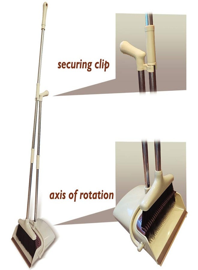 Ulodimi Broom and Dustpan Set Lightweight Upright Lobby Broom and Dust Pan Combo with Long Handle Outdoor Indoor for Home Kitchen Room Office (Brown) - Image 3