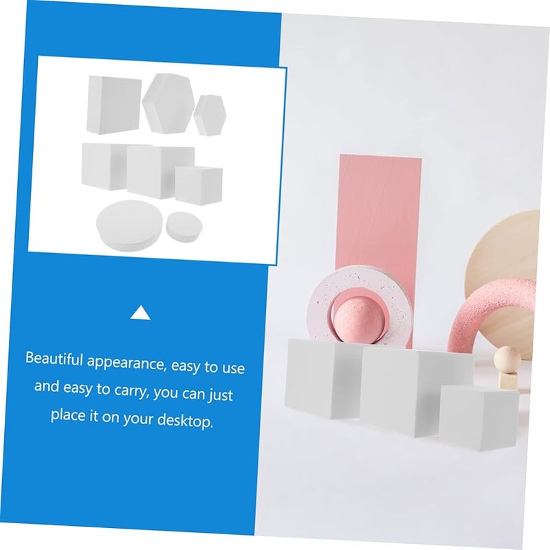 White Geometric Photography Props 8pcs 3D Foam Cubes For Home Decor Crafts Jewelry Food Photoshoot - Image 4