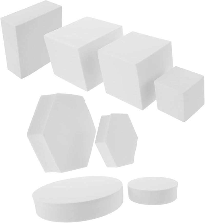 White Geometric Photography Props 8pcs 3D Foam Cubes For Home Decor Crafts Jewelry Food Photoshoot - Image 1