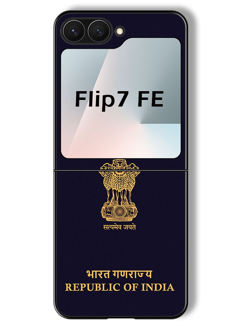 Theodor Case Compatible with Samsung Galaxy Z Flip 7 FE 6.7 Inch Protection Shockproof Bumper Cover India Passport - Image 1