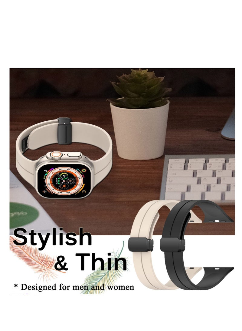 SYOSI Silicone Band for Apple Watch, Sport Band Compatible with Apple Watch Band 38mm 40mm 41mm Women Men, Magnetic Soft Silicone Sport Wristbands for iWatch Series 8/7/SE/6/5/4/3/2/1 (Black) - Image 5