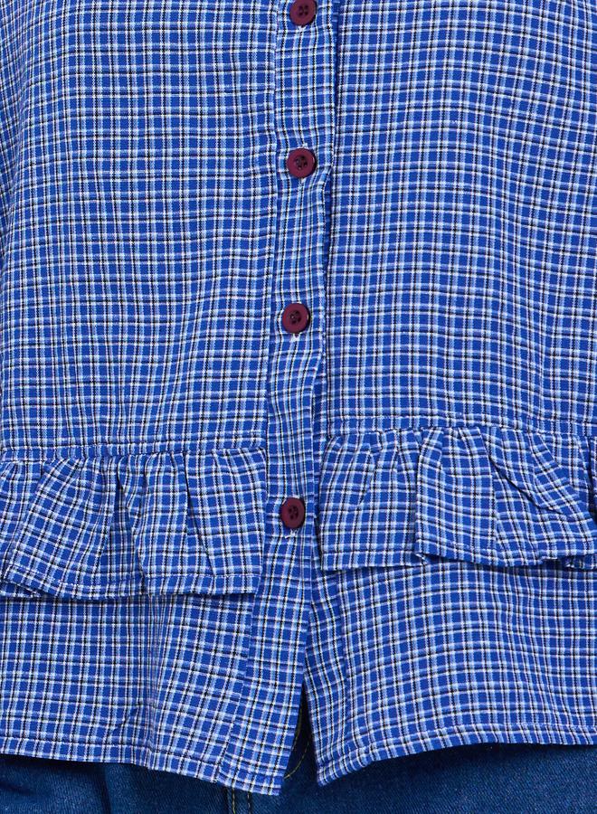 تايك تو بلوزة بطبعة مربعات وأكمام طويلة - Image 3