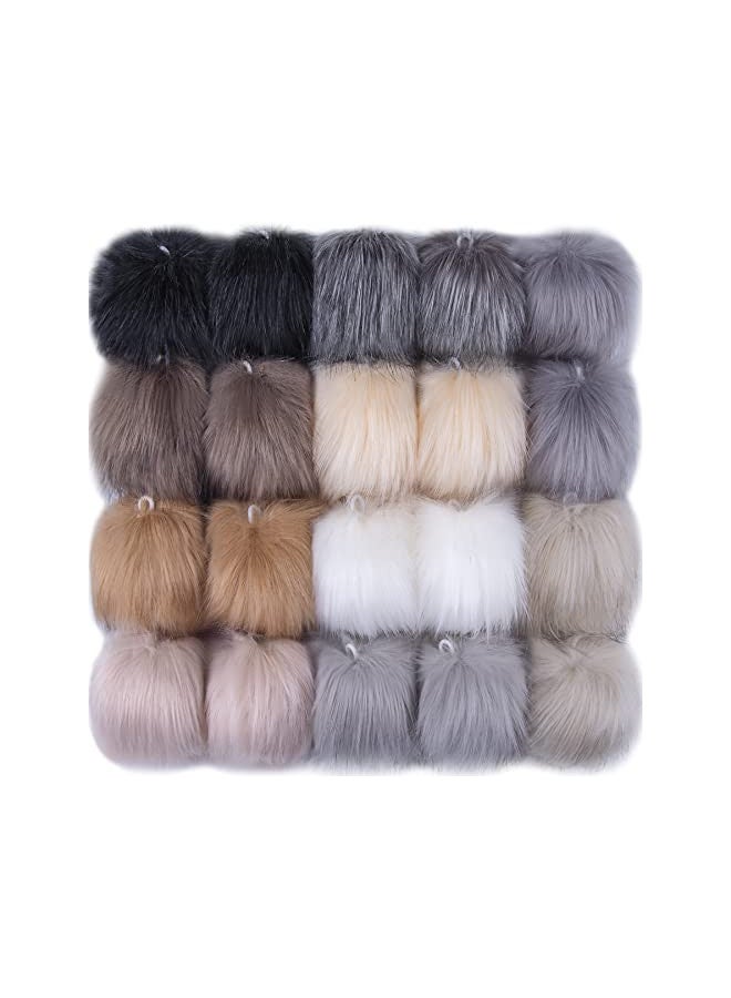 SIQUK SIQUK 20 Pieces Faux Fur Pom Pom Balls Fluffy Pom Pom with Elastic Loop DIY Faux Fox Fur Pom Pom for Hats Beanies Shoes Bags Accessories (10 Colors, 2 Pcs for Each Color) - Image 1