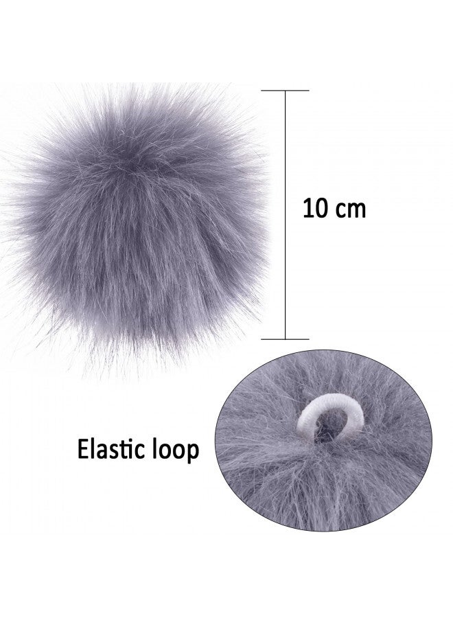 SIQUK SIQUK 20 Pieces Faux Fur Pom Pom Balls Fluffy Pom Pom with Elastic Loop DIY Faux Fox Fur Pom Pom for Hats Beanies Shoes Bags Accessories (10 Colors, 2 Pcs for Each Color) - Image 5