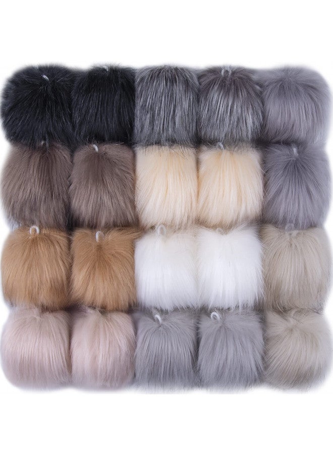 SIQUK SIQUK 20 Pieces Faux Fur Pom Pom Balls Fluffy Pom Pom with Elastic Loop DIY Faux Fox Fur Pom Pom for Hats Beanies Shoes Bags Accessories (10 Colors, 2 Pcs for Each Color) - Image 2