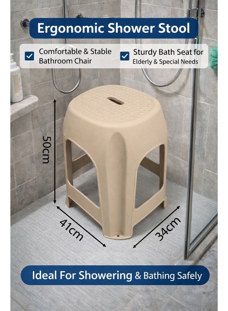 ALMUFARREJ Elevated Shower Seat Multi-Use | Comfortable & Stable Bathroom Chair | Practical Bath Stool for Elderly & Special Needs - Image 2