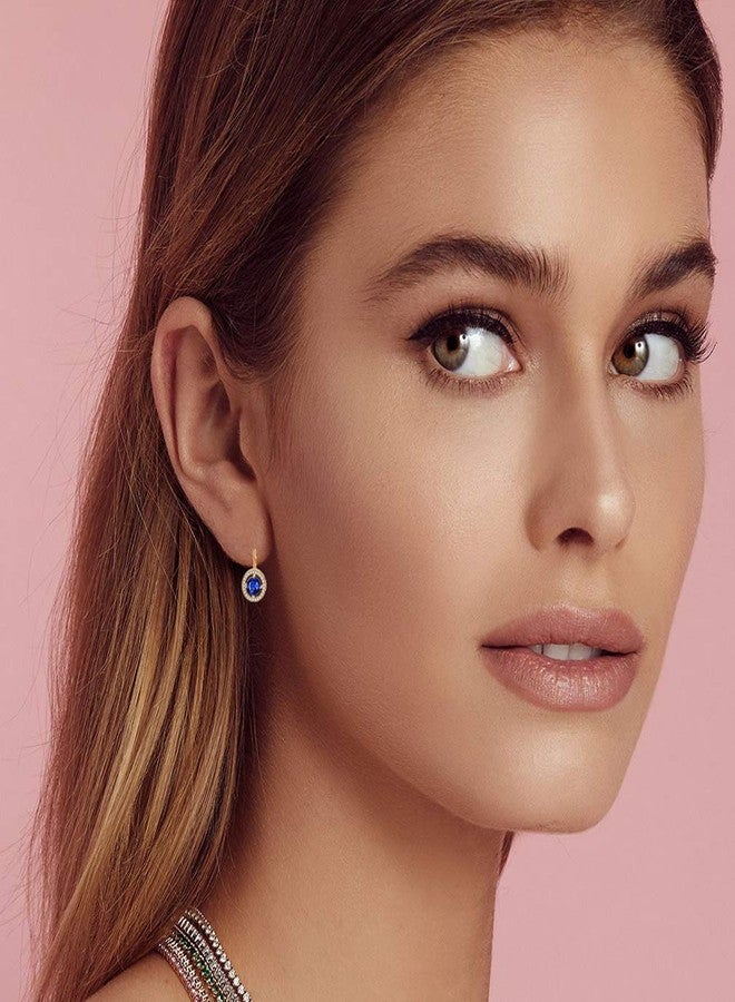 إيفيفك أقراط إيفيفيك النسائية بتصميم هالة كريستال سواروفسكي، دائرية الشكل، ذات مشبك خلفي، مطلية بالذهب الوردي عيار 14 قيراط، مجوهرات مضادة للحساسية - Image 2