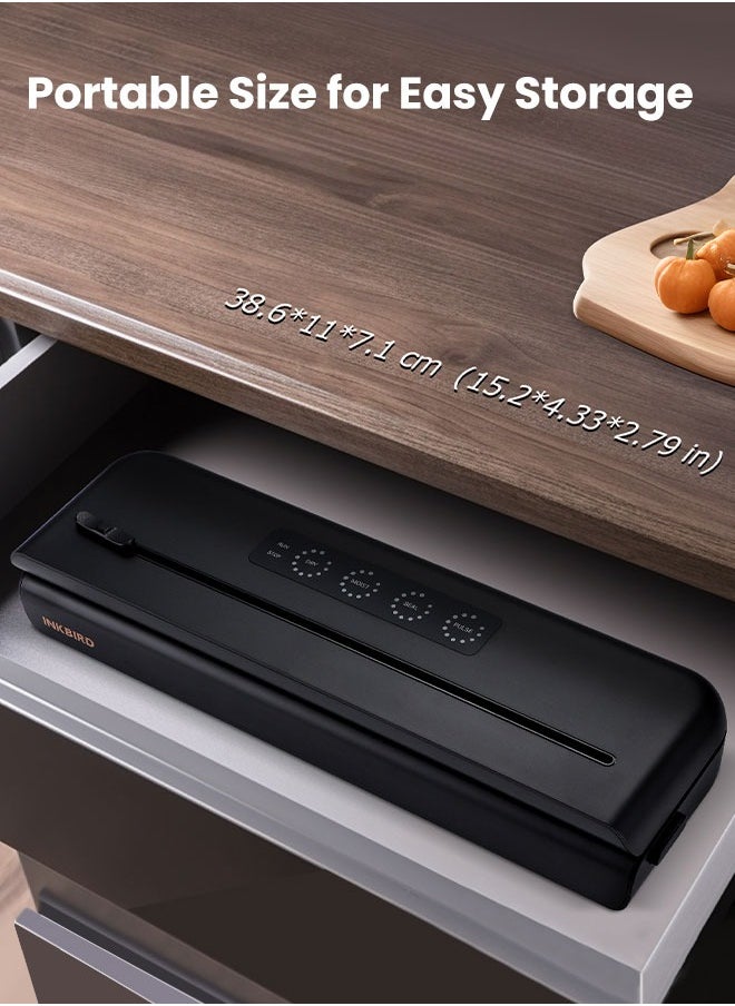 INKBIRD - INKBIRD Vacuum Sealer Machine IVS-011 with Starter Kit, One-touch Operation, Built-in Cutter, Detachable Drip Tray, 10 Times Food Freshness Preservation - Image 1
