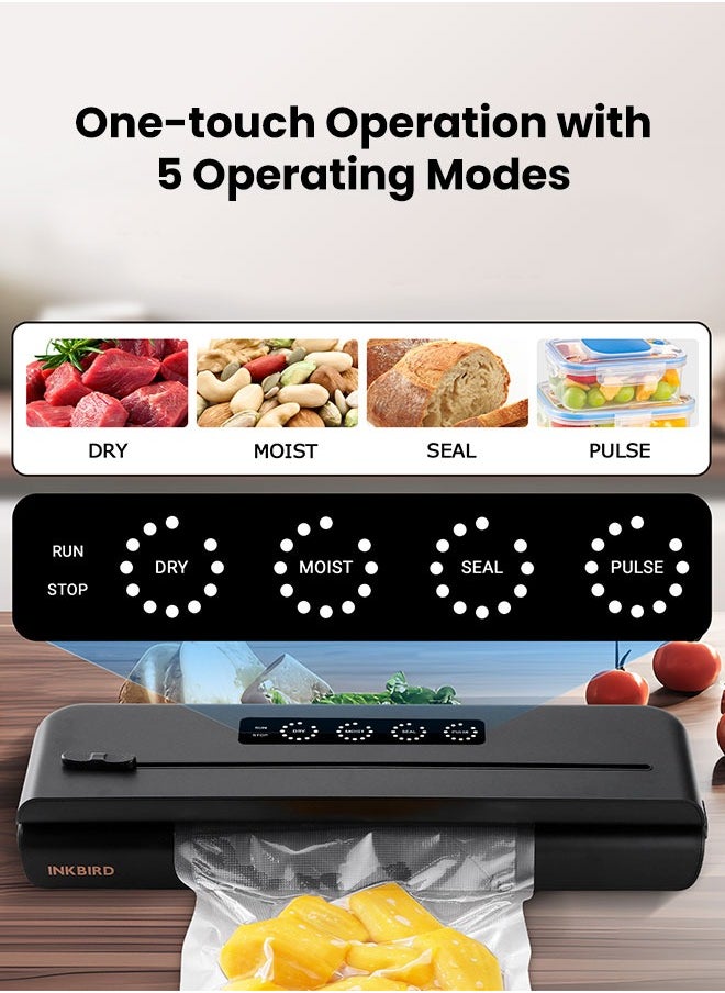 INKBIRD - INKBIRD Vacuum Sealer Machine IVS-011 with Starter Kit, One-touch Operation, Built-in Cutter, Detachable Drip Tray, 10 Times Food Freshness Preservation - Image 1