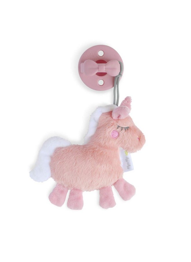 Itzy Ritzy Pacifier & Lovey Set - Includes Silicone Pacifier With Stuffed Animal Lovey - Detachable Plush Unicorn Pacifier Holder & Coordinating Pink Silicone Pacifier, Ideal For Ages 0 Months & Up  - Image 2