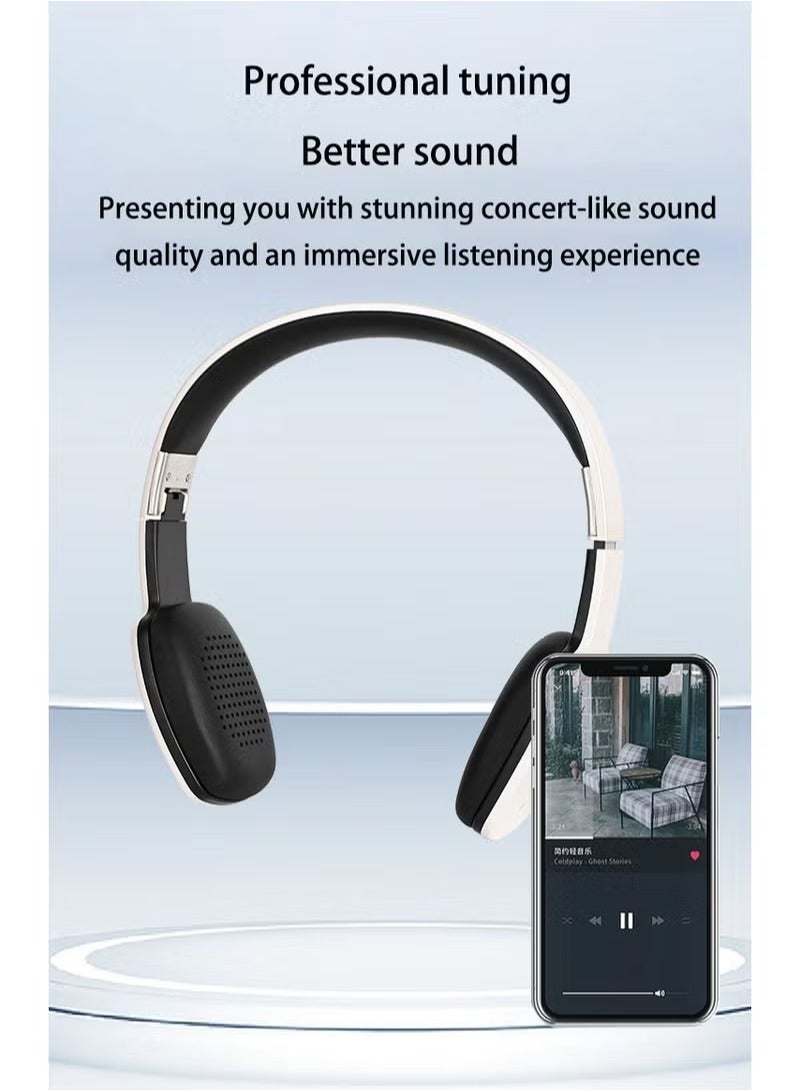Lommyka Wireless On-Ear Headphones - 8H Battery - Speed Charge - Fast Usb Type-C -White  - Image 4