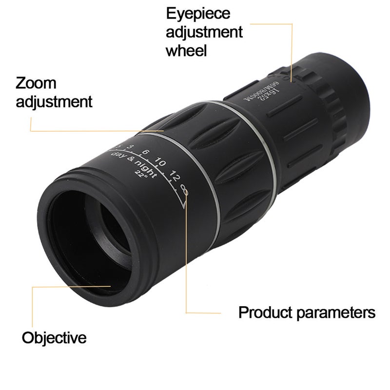 16X Hiking HD Camera Lens Monocular Telescope Zoom Waterproof Fog Proof with Phone Holder - Image 5