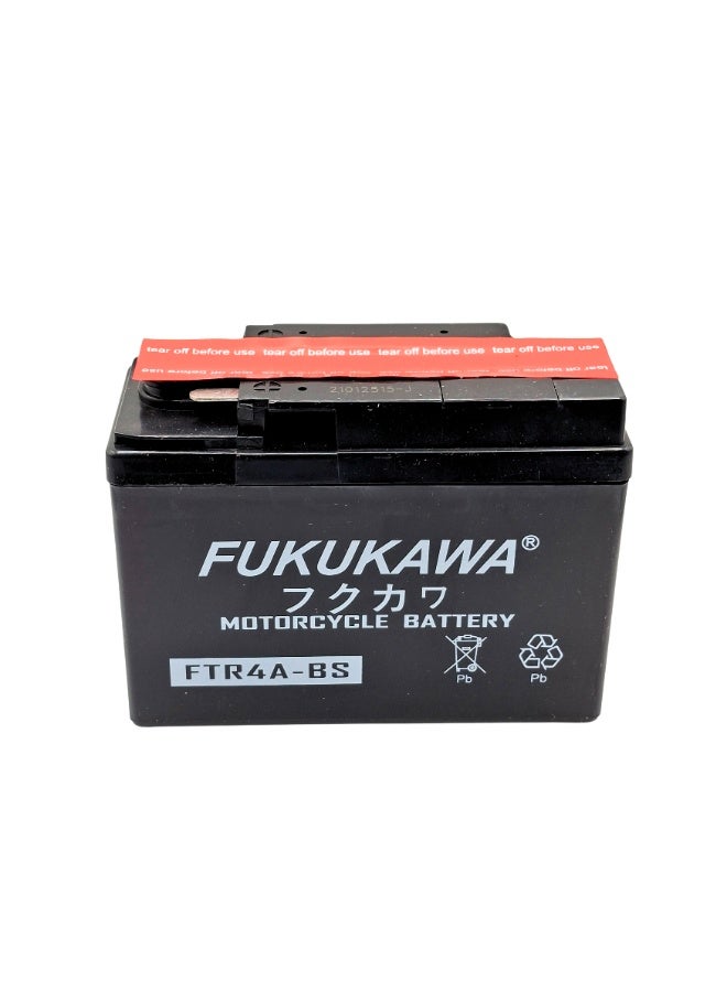 Fukukawa بطارية دراجة نارية فوكوكاوا FTR4A-BS بقدرة 12 فولت 4 أمبير ساعة حمض الرصاص التقليدية مع 6 عبوات إلكترولايت قوية ومتينة لتشغيل موثوق للدراجات النارية والسكوتر والدراجات الرباعية - Image 5