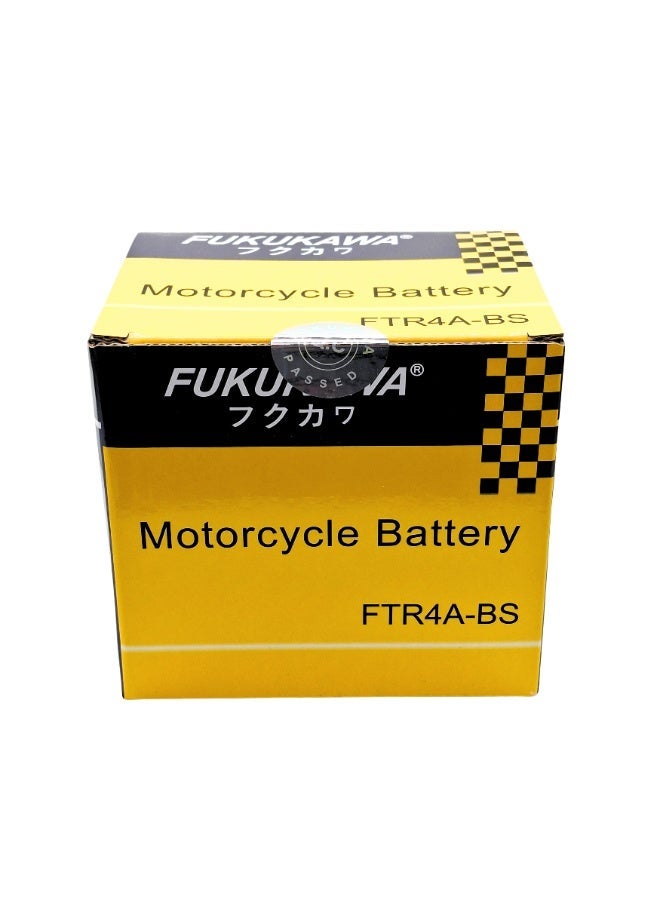 Fukukawa بطارية دراجة نارية فوكوكاوا FTR4A-BS بقدرة 12 فولت 4 أمبير ساعة حمض الرصاص التقليدية مع 6 عبوات إلكترولايت قوية ومتينة لتشغيل موثوق للدراجات النارية والسكوتر والدراجات الرباعية - Image 2