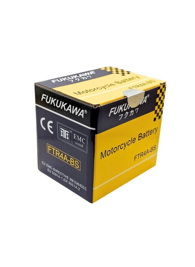 Fukukawa بطارية دراجة نارية فوكوكاوا FTR4A-BS بقدرة 12 فولت 4 أمبير ساعة حمض الرصاص التقليدية مع 6 عبوات إلكترولايت قوية ومتينة لتشغيل موثوق للدراجات النارية والسكوتر والدراجات الرباعية - Image 3
