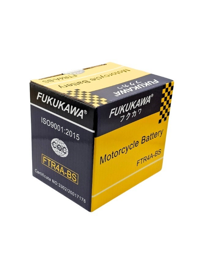 Fukukawa بطارية دراجة نارية فوكوكاوا FTR4A-BS بقدرة 12 فولت 4 أمبير ساعة حمض الرصاص التقليدية مع 6 عبوات إلكترولايت قوية ومتينة لتشغيل موثوق للدراجات النارية والسكوتر والدراجات الرباعية - Image 4
