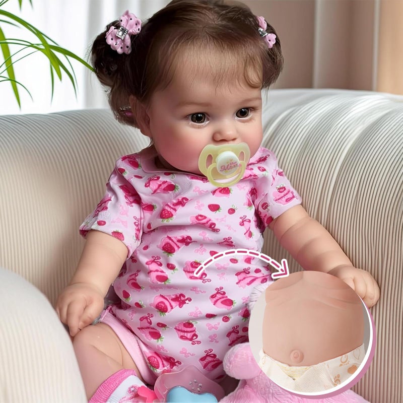 JIZHI Lifelike Reborn Baby Dolls  20InchReal Baby Feeling RealisticNewborn Baby Doll Adorable Smiling Real Life Baby Dolls with Gift Box for Kids Age 3 - Image 2