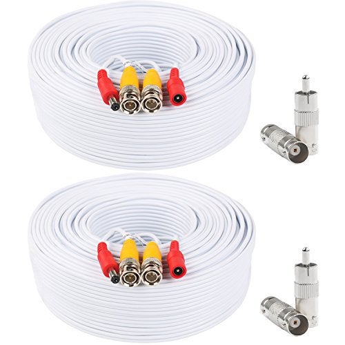 Postta BNC Video Power Cable (2 Pack 200 Feet) Video Security Camera Cable Wire with Four Connectors for CCTV DVR Surveillance System - Image 1