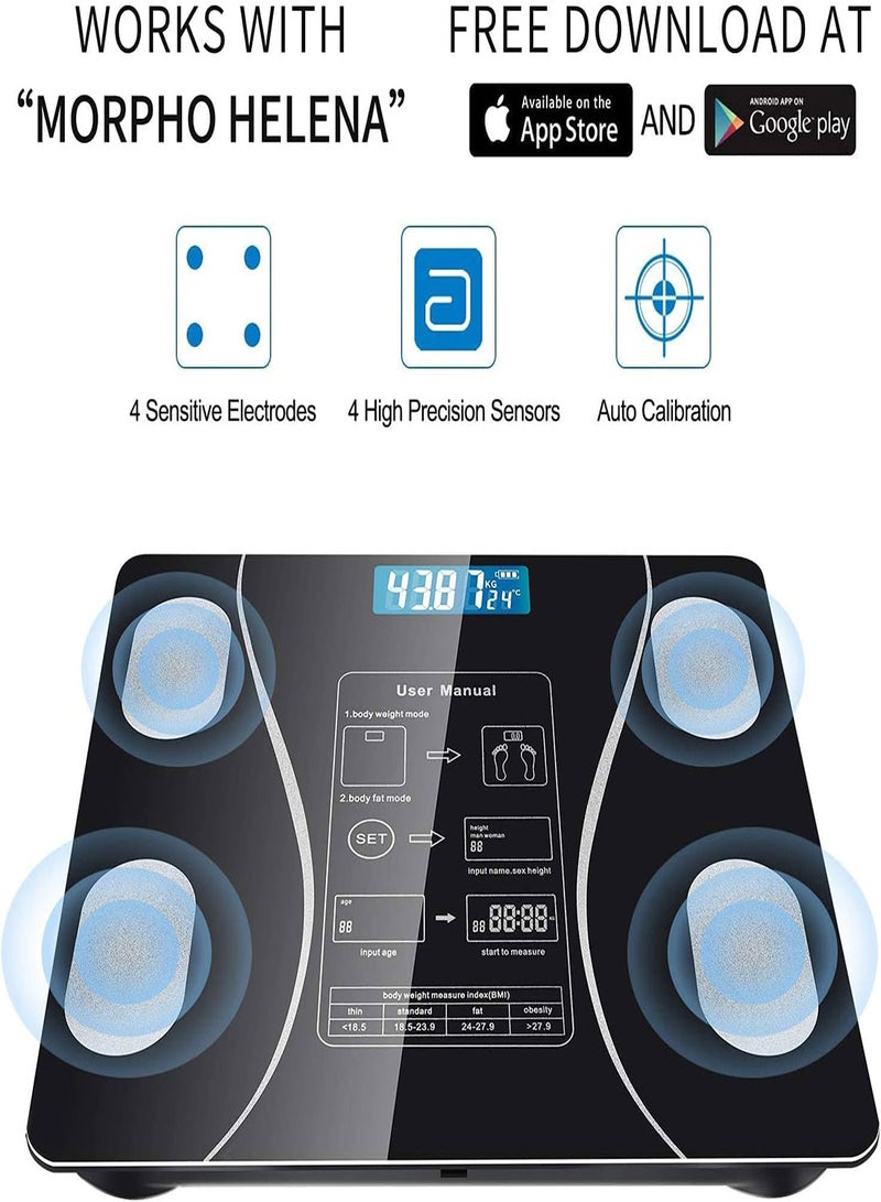 Excefore Smart Body Fat Scale Bluetooth Body Fat Monitors Digital Scale for Bathroom Scale Measure Weight Body Fat BMI Body Composition Analyzer Smartphone Application Bluetooth synchronous Scale  - Image 2