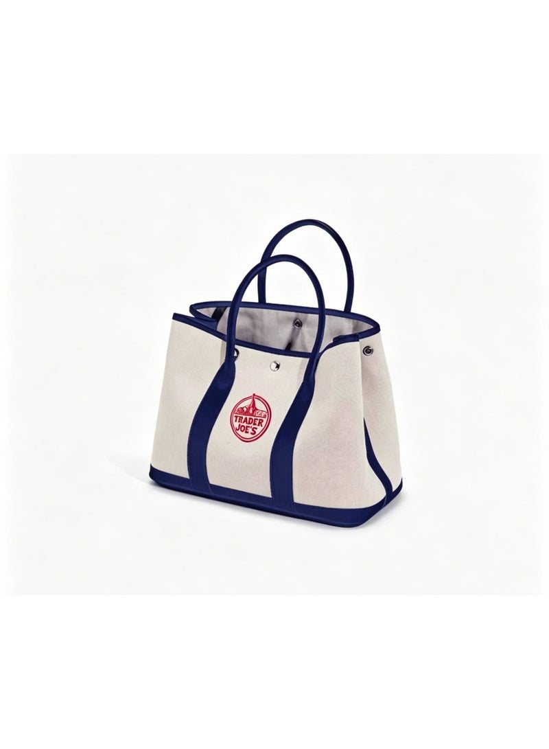 Trader Joe's Garden Bag, Embroidered Large-Capacity Canvas Tote Bag, Handheld, Shoulder & Crossbody Bag for Daily Shopping & Sundries - Image 3